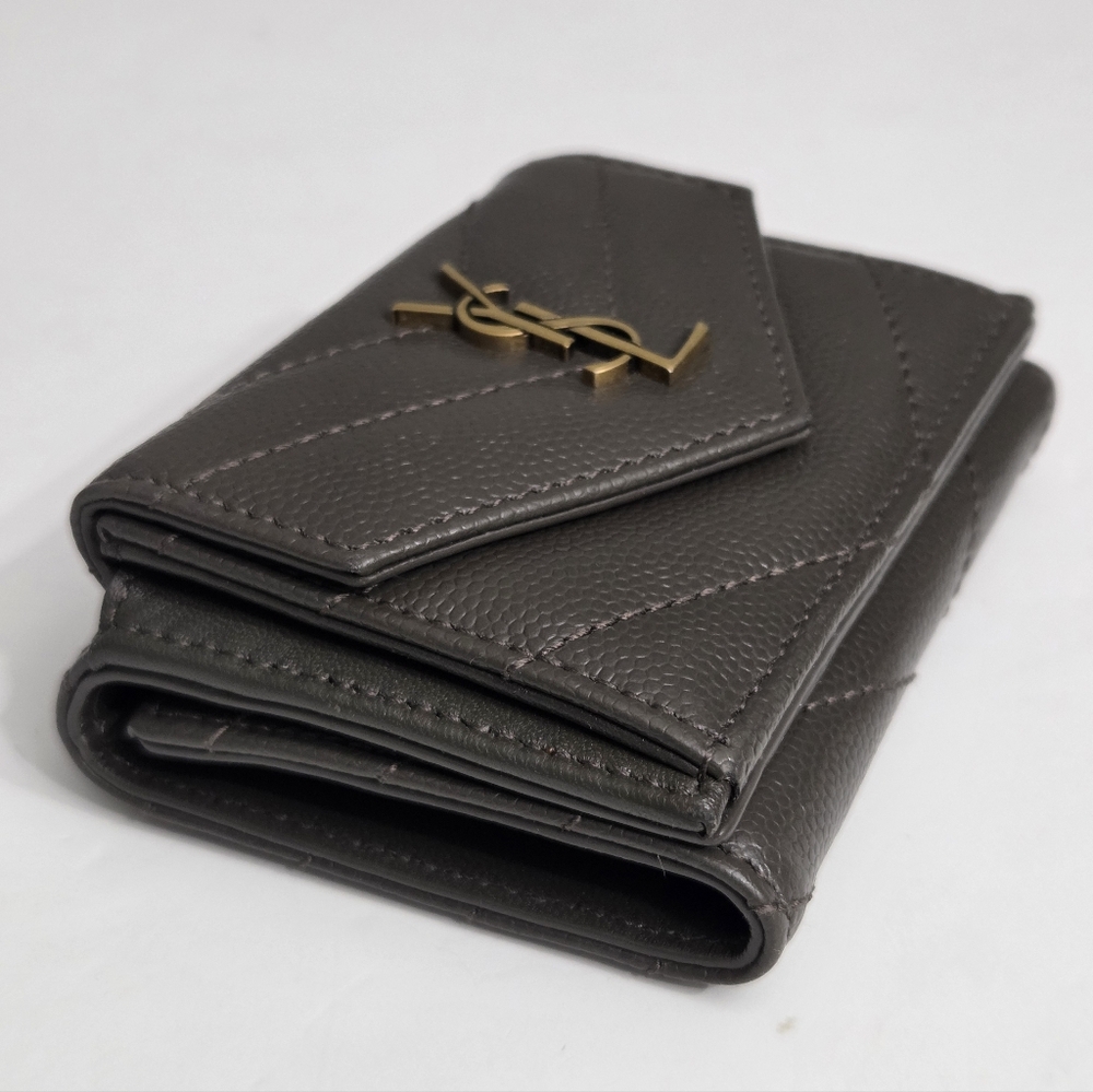 Yves Saint Laurent Brown Wallet with Gold Logo - Picture 10 of 11
